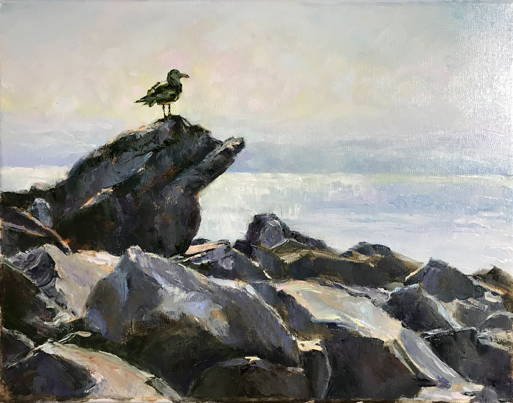 Seagull on Jetty, Ocean Shores, Washington